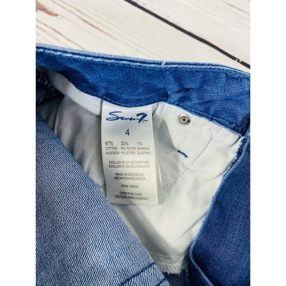 Seven7 Womens Jean Shorts Size 4 Denim Long Ladies Mid Rise Stretch USA Seven 7 - Picture 7 of 8